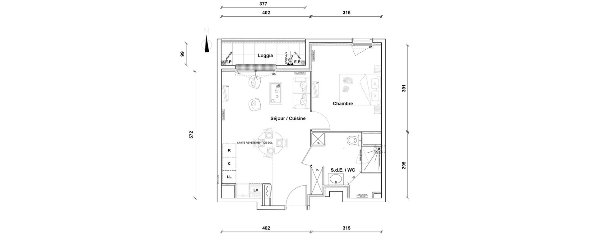 Appartement T2 de 42,30 m2 &agrave; Pontoise Centre