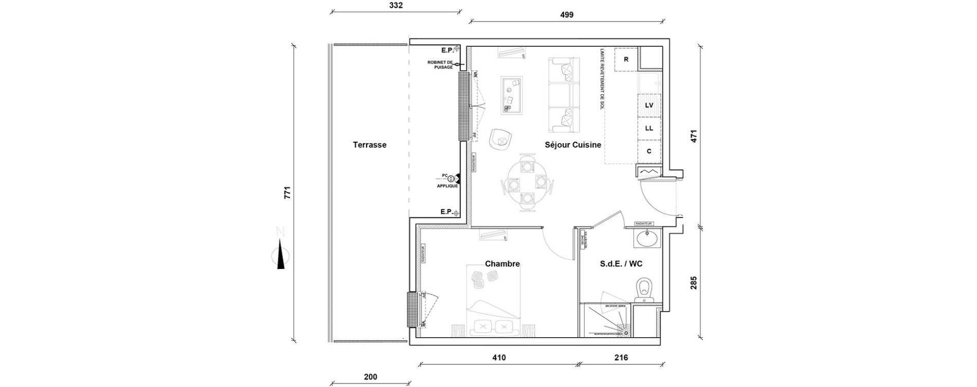 Appartement T2 de 40,40 m2 &agrave; Pontoise Centre