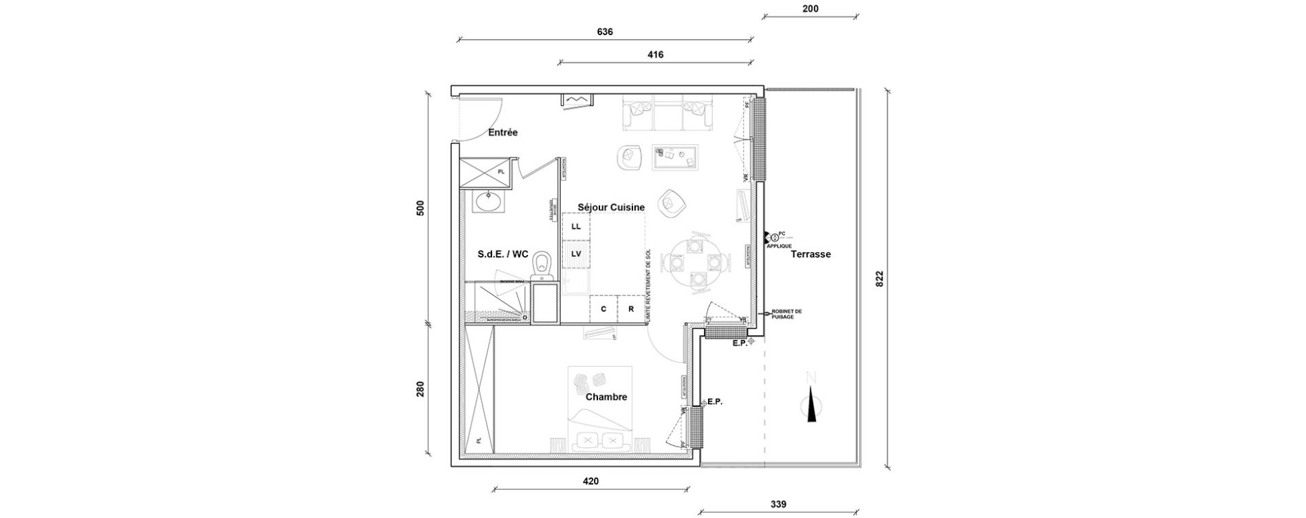 Appartement T2 de 44,00 m2 &agrave; Pontoise Centre