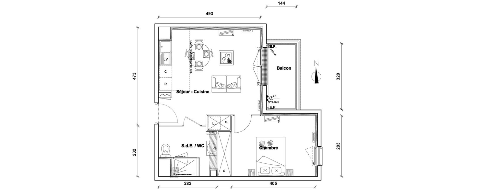 Appartement T2 de 41,10 m2 &agrave; Pontoise Centre