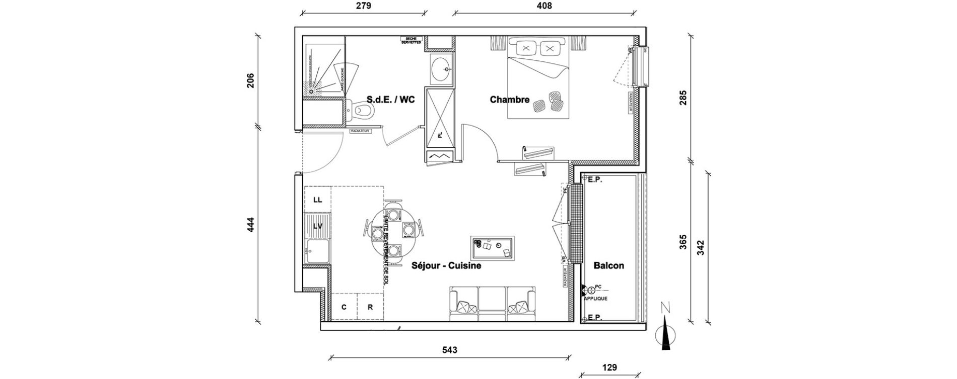Appartement T2 de 41,60 m2 &agrave; Pontoise Centre