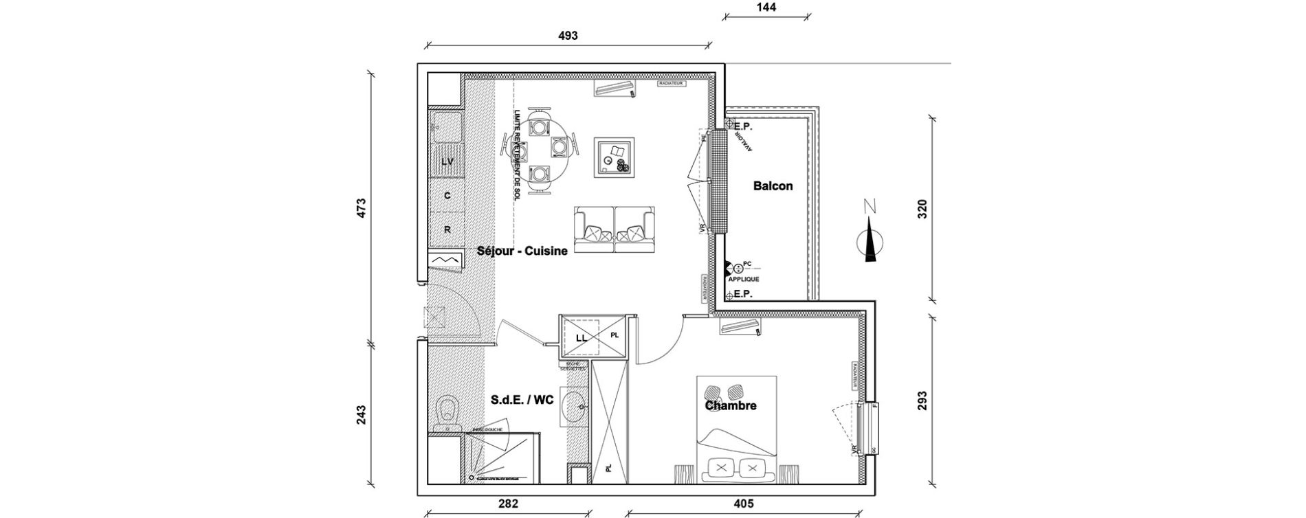 Appartement T2 de 41,10 m2 &agrave; Pontoise Centre