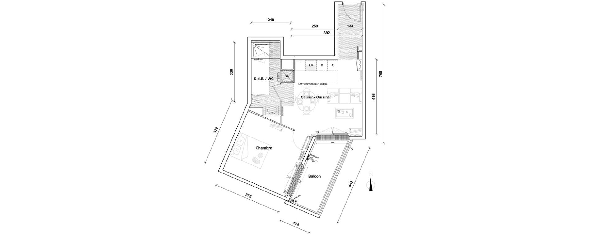 Appartement T2 de 41,40 m2 &agrave; Pontoise Centre