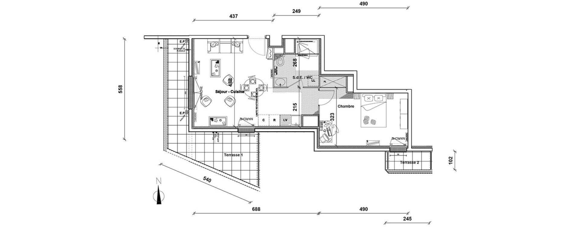 Appartement T2 de 47,20 m2 &agrave; Pontoise Centre
