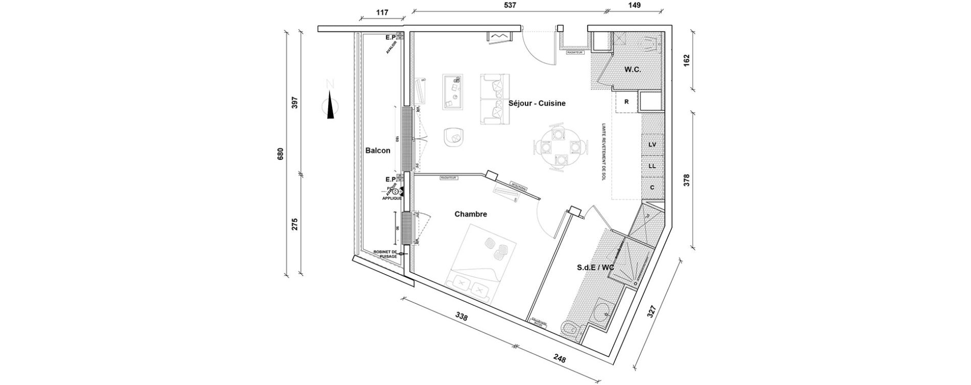 Appartement T2 de 51,00 m2 &agrave; Pontoise Centre