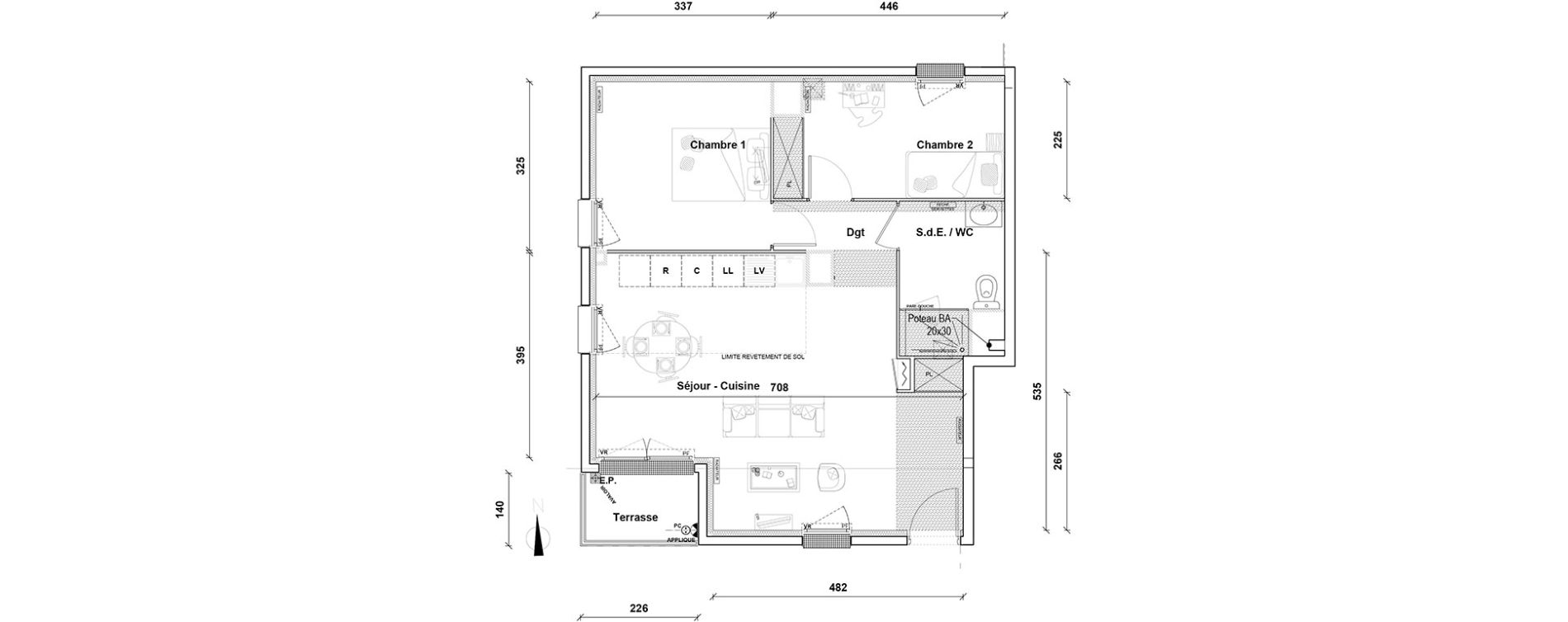Appartement T3 de 59,80 m2 &agrave; Pontoise Centre