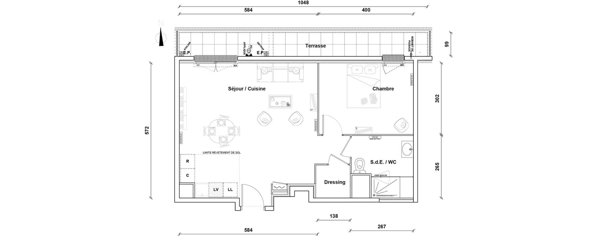 Appartement T2 de 54,00 m2 &agrave; Pontoise Centre