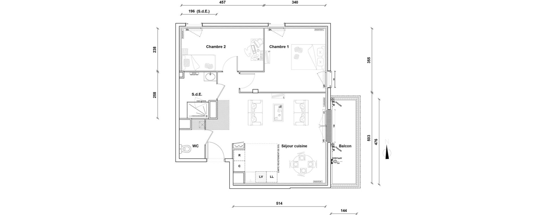 Appartement T3 de 63,10 m2 &agrave; Pontoise Centre