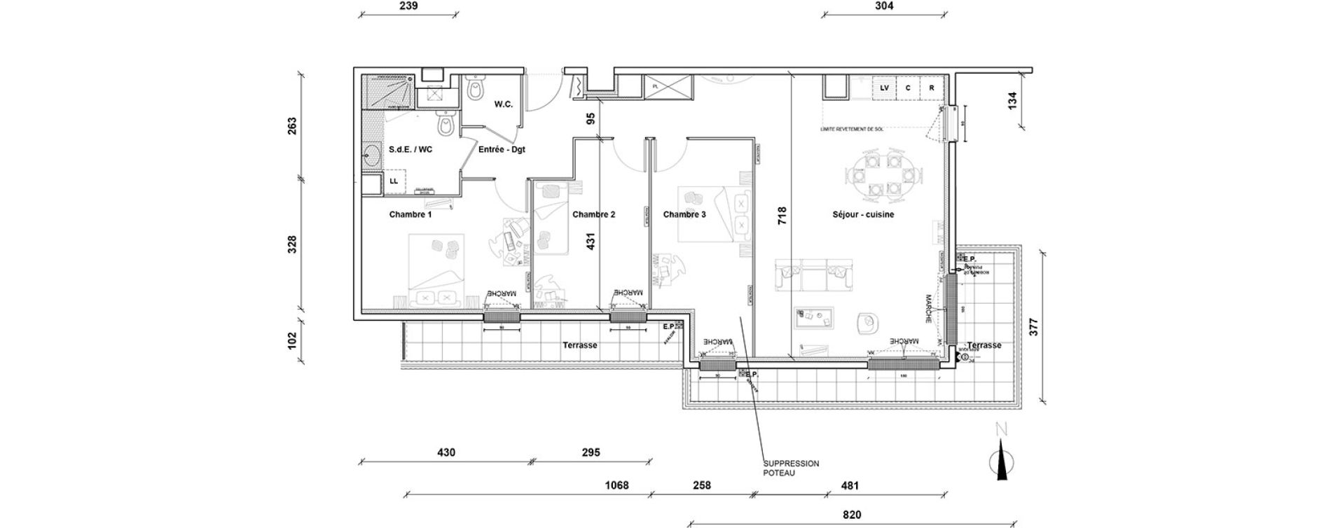 Appartement T4 de 91,30 m2 &agrave; Pontoise Centre