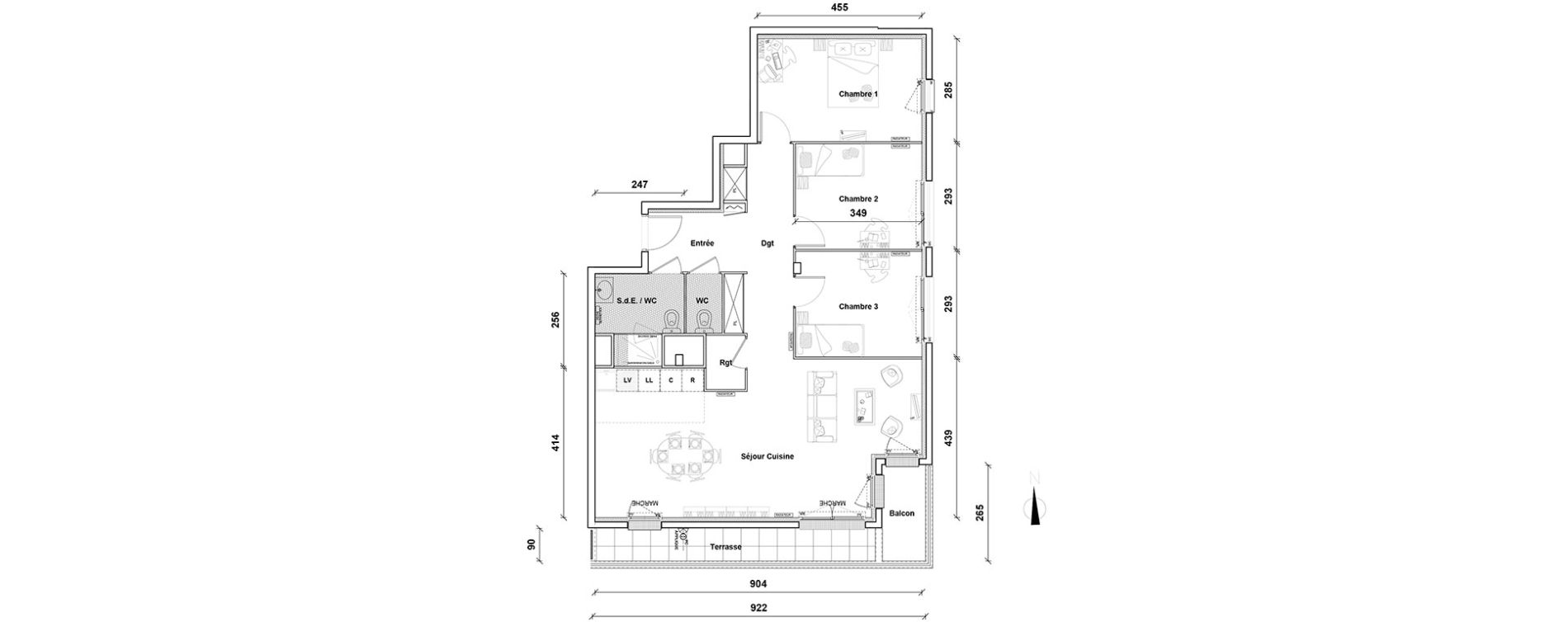 Appartement T4 de 91,30 m2 &agrave; Pontoise Centre
