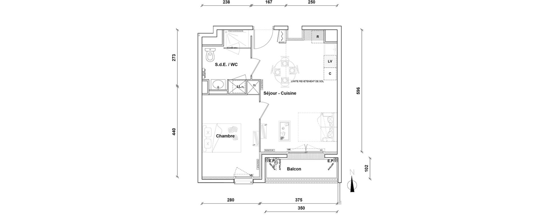 Appartement T2 de 39,90 m2 &agrave; Pontoise Centre