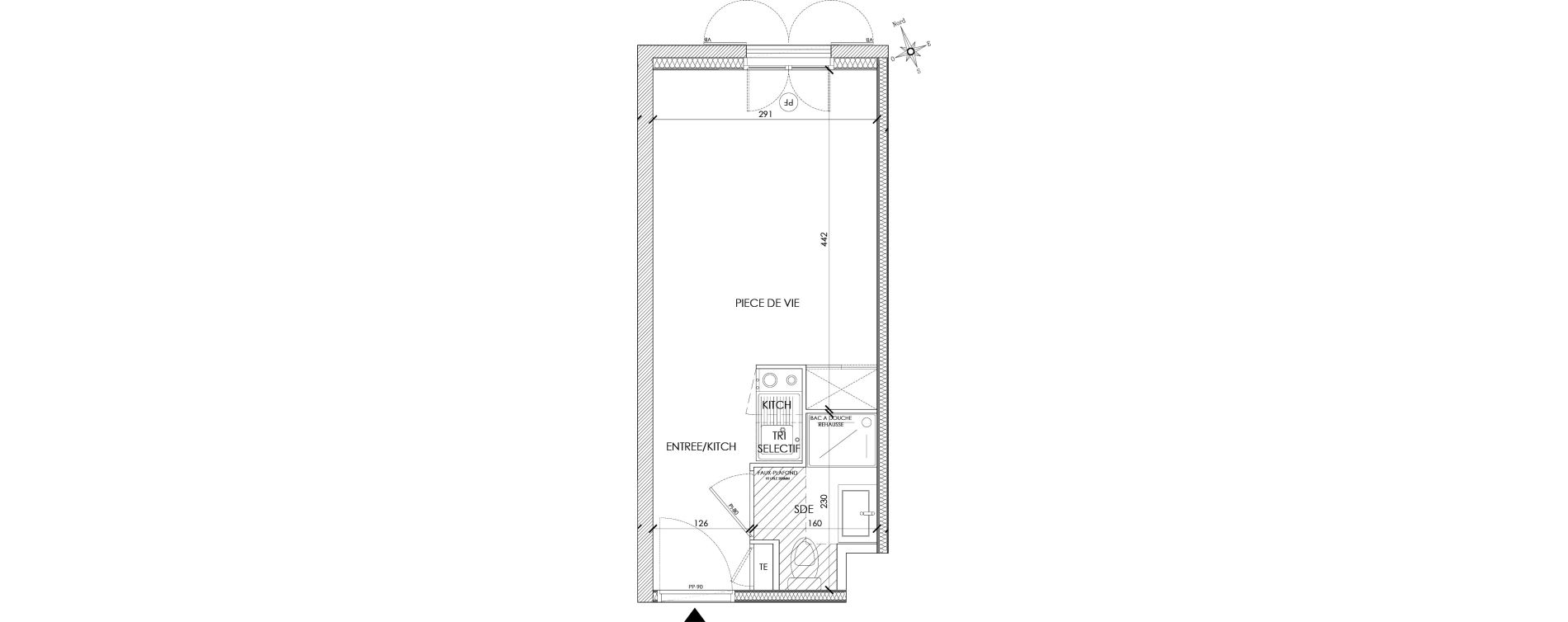 Appartement T1 de 18,91 m2 &agrave; Pontoise Centre