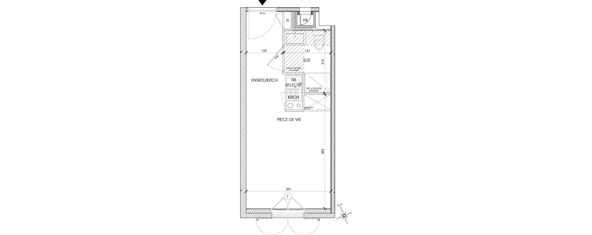 Appartement T1 de 18,38 m2 &agrave; Pontoise Centre