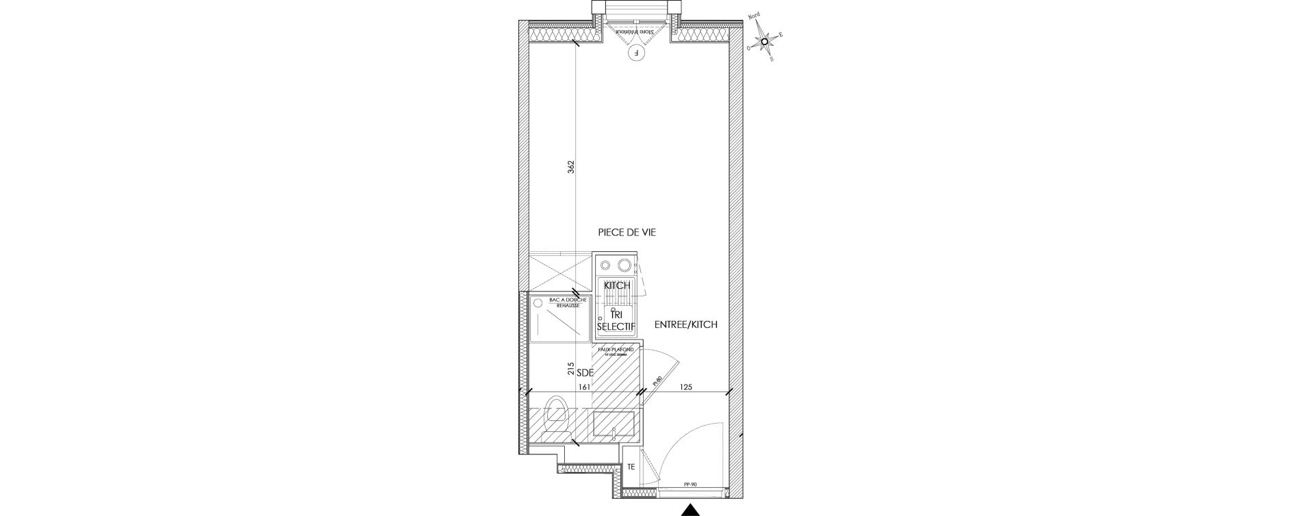 Appartement T1 de 17,76 m2 &agrave; Pontoise Centre