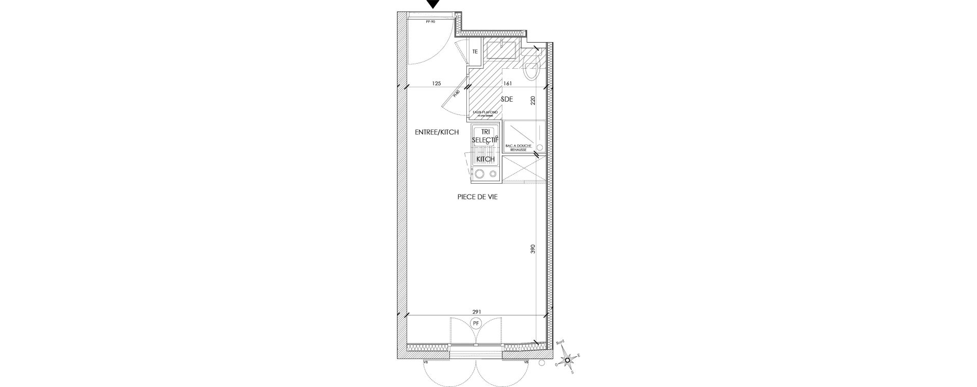 Appartement T1 de 18,41 m2 &agrave; Pontoise Centre