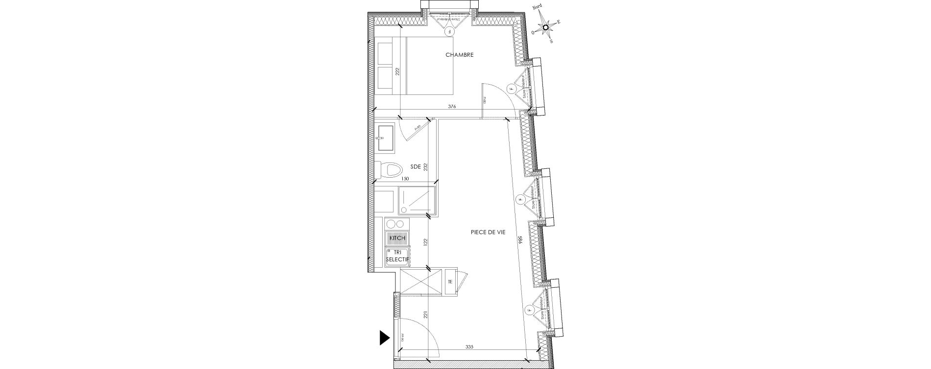 Appartement T2 de 28,16 m2 &agrave; Pontoise Centre