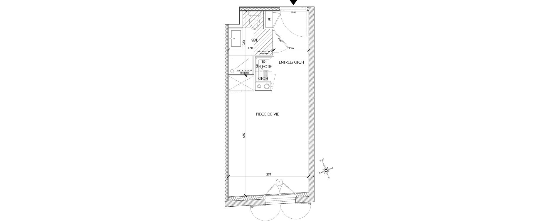 Appartement T1 de 18,57 m2 &agrave; Pontoise Centre