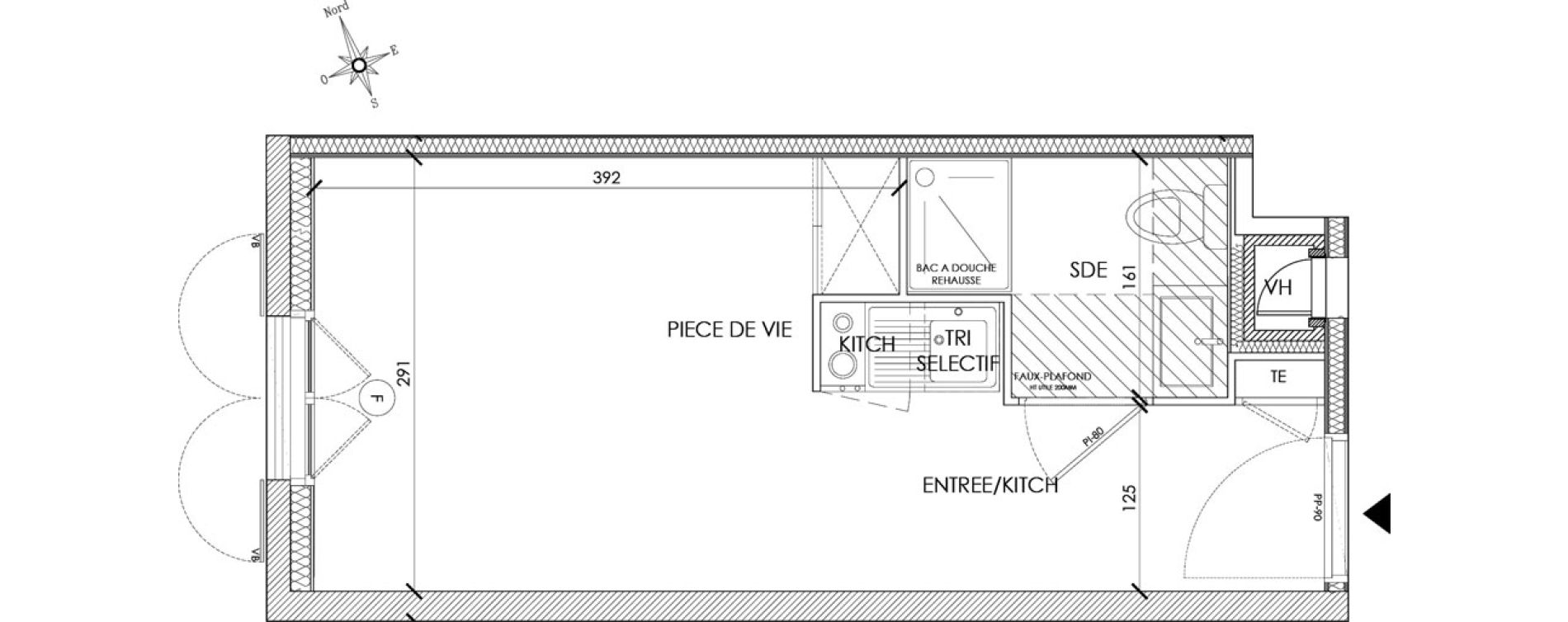 Appartement T1 de 18,39 m2 &agrave; Pontoise Centre