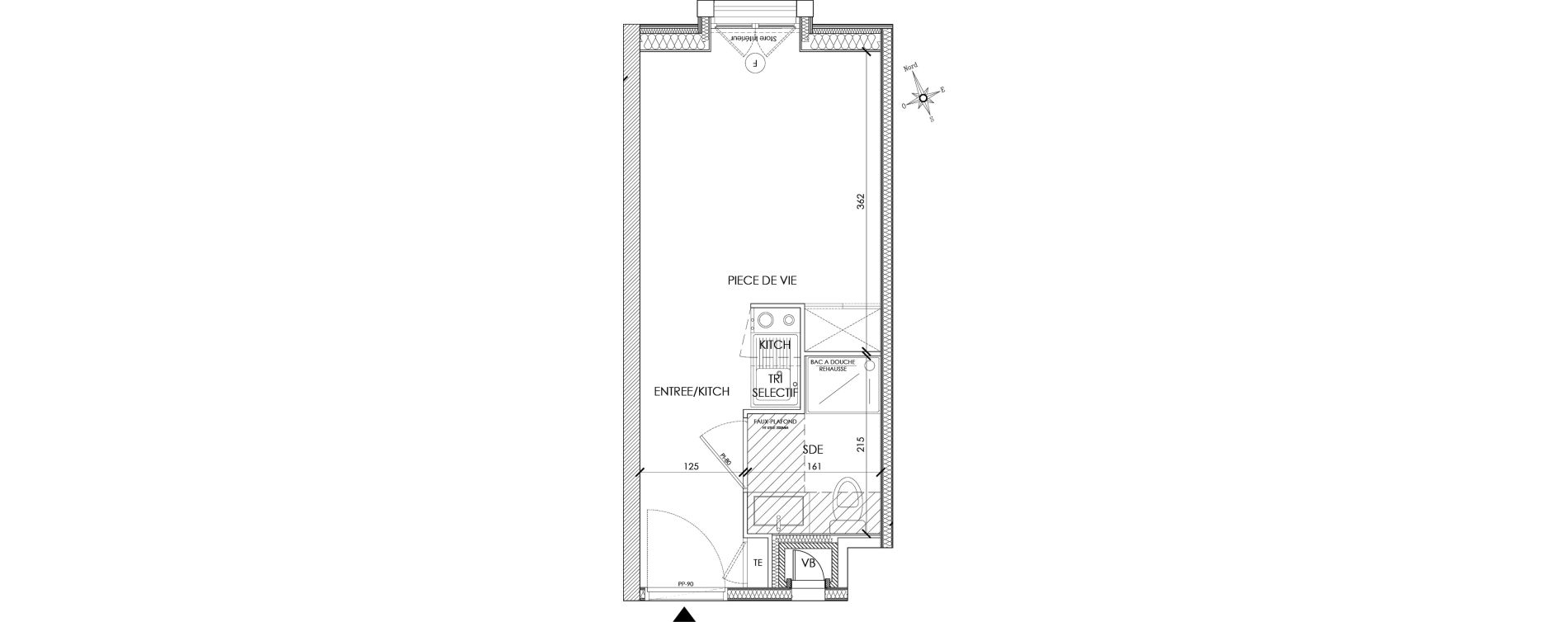 Appartement T1 de 17,81 m2 &agrave; Pontoise Centre