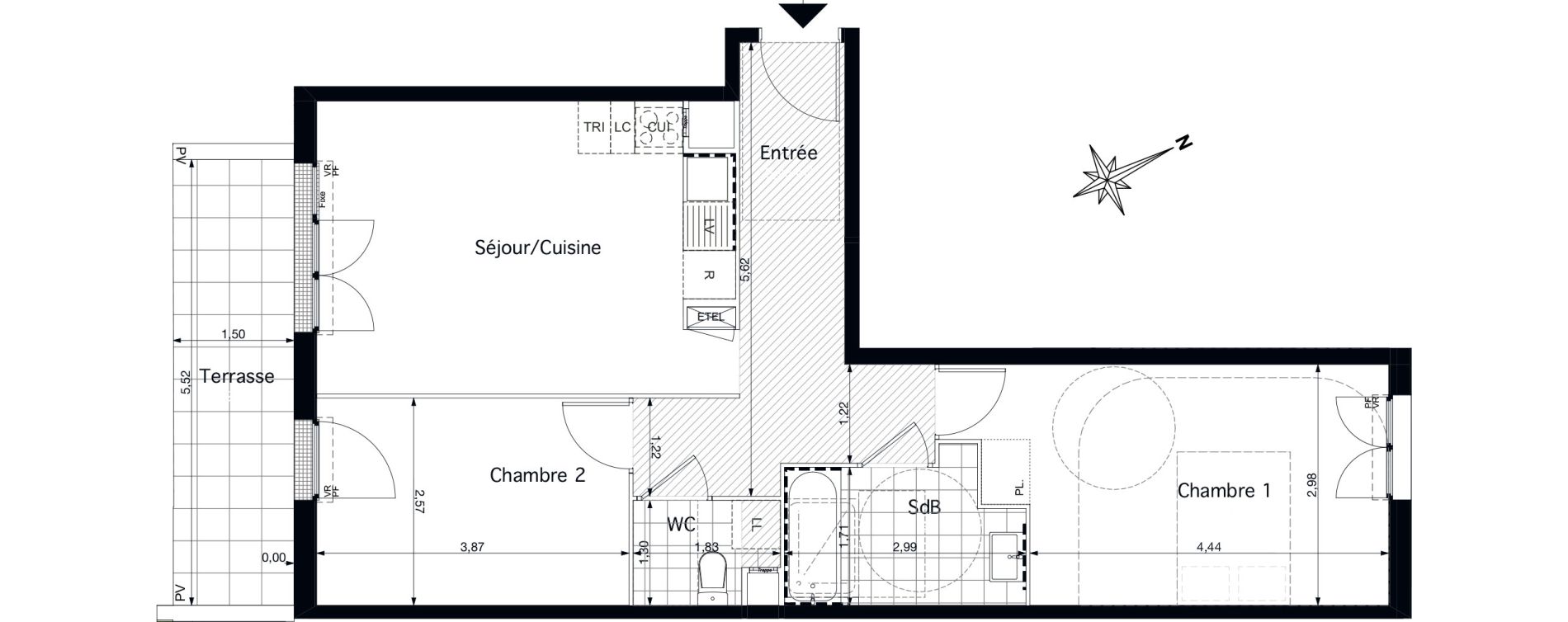 Appartement T3 de 60,16 m2 &agrave; Pontoise Saint-martin