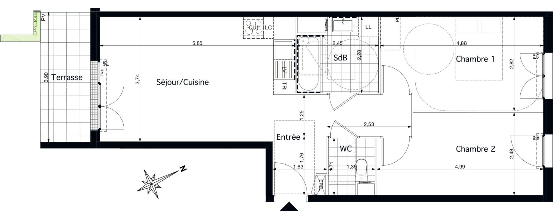 Appartement T3 de 60,75 m2 &agrave; Pontoise Saint-martin