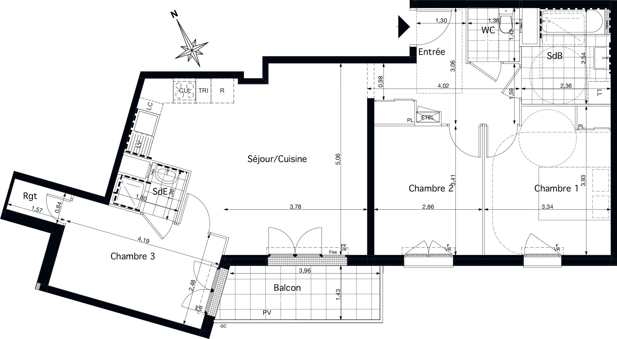 Plan Appartement T4 De 77 08 M² Neuf Résidence « Coeur Rosa à Pontoise