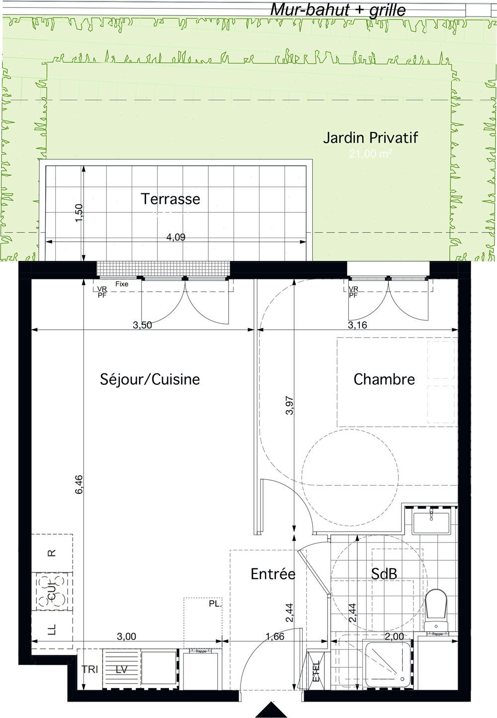 Plan Appartement T2 De 41 08 M² Neuf Résidence « Coeur Rosa à Pontoise