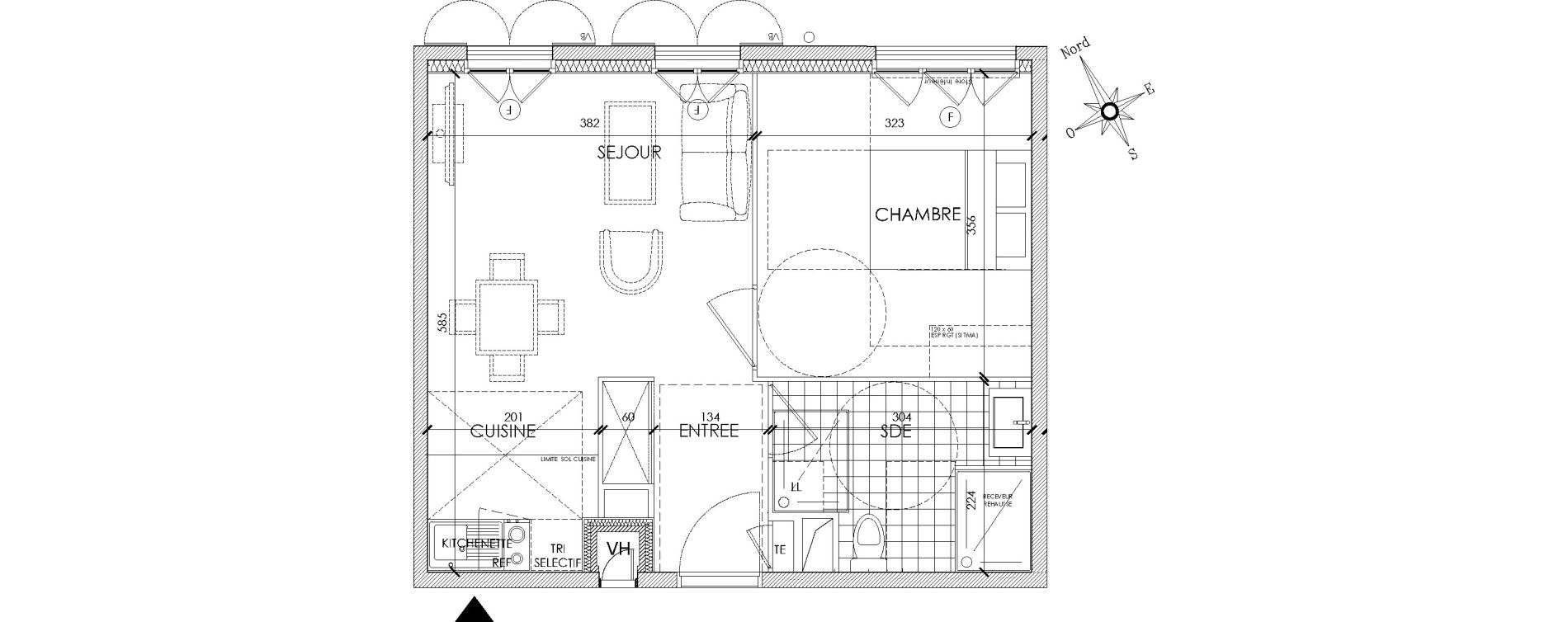 Appartement T2 de 39,55 m2 &agrave; Pontoise Centre