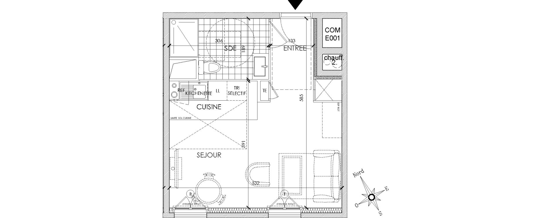 Appartement T1 de 28,29 m2 &agrave; Pontoise Centre