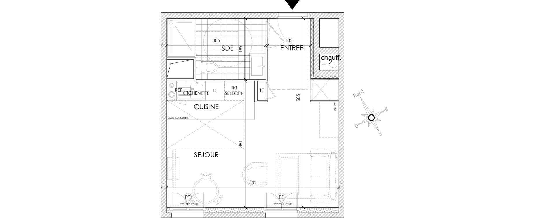 Appartement T1 de 28,29 m2 &agrave; Pontoise Centre