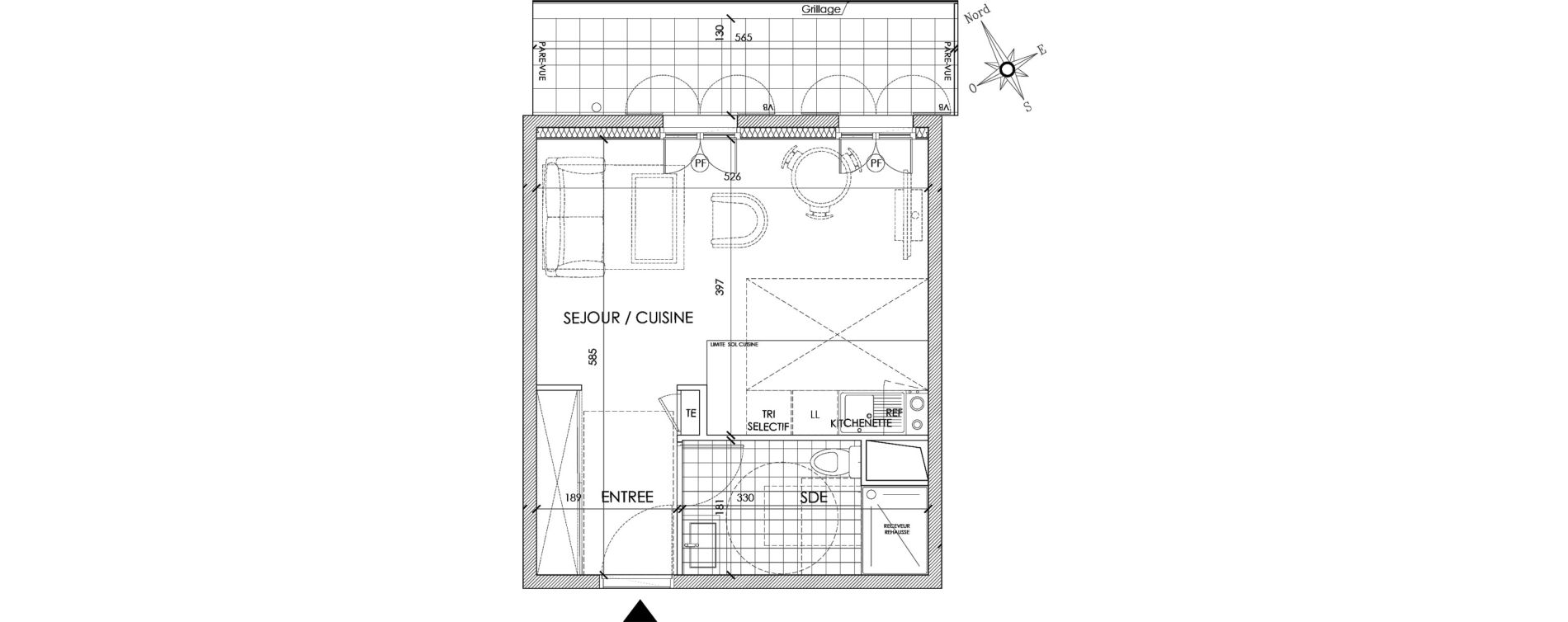 Appartement T1 de 29,52 m2 &agrave; Pontoise Centre