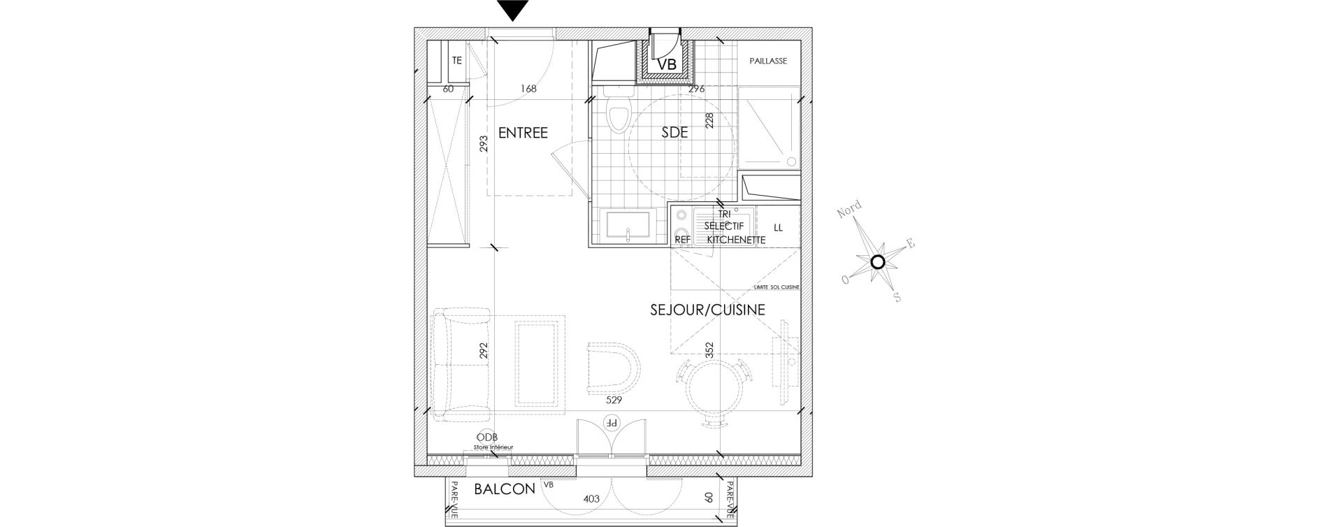 Appartement T1 de 28,86 m2 &agrave; Pontoise Centre