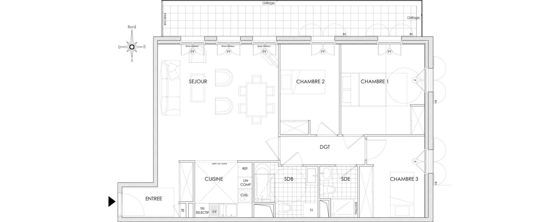 Appartement T4 de 81,13 m2 &agrave; Pontoise Centre