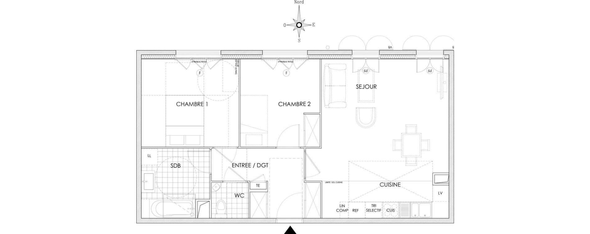 Appartement T3 de 64,06 m2 &agrave; Pontoise Centre