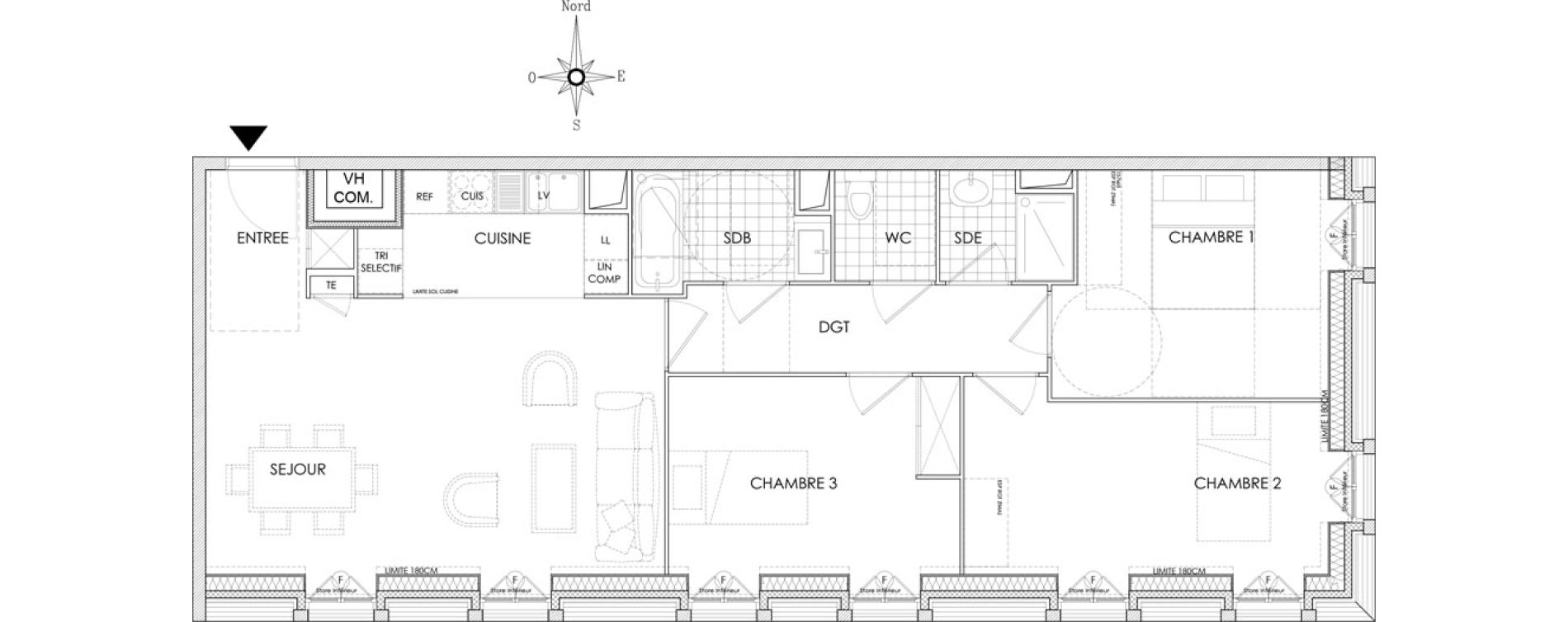 Appartement T4 de 78,92 m2 &agrave; Pontoise Centre