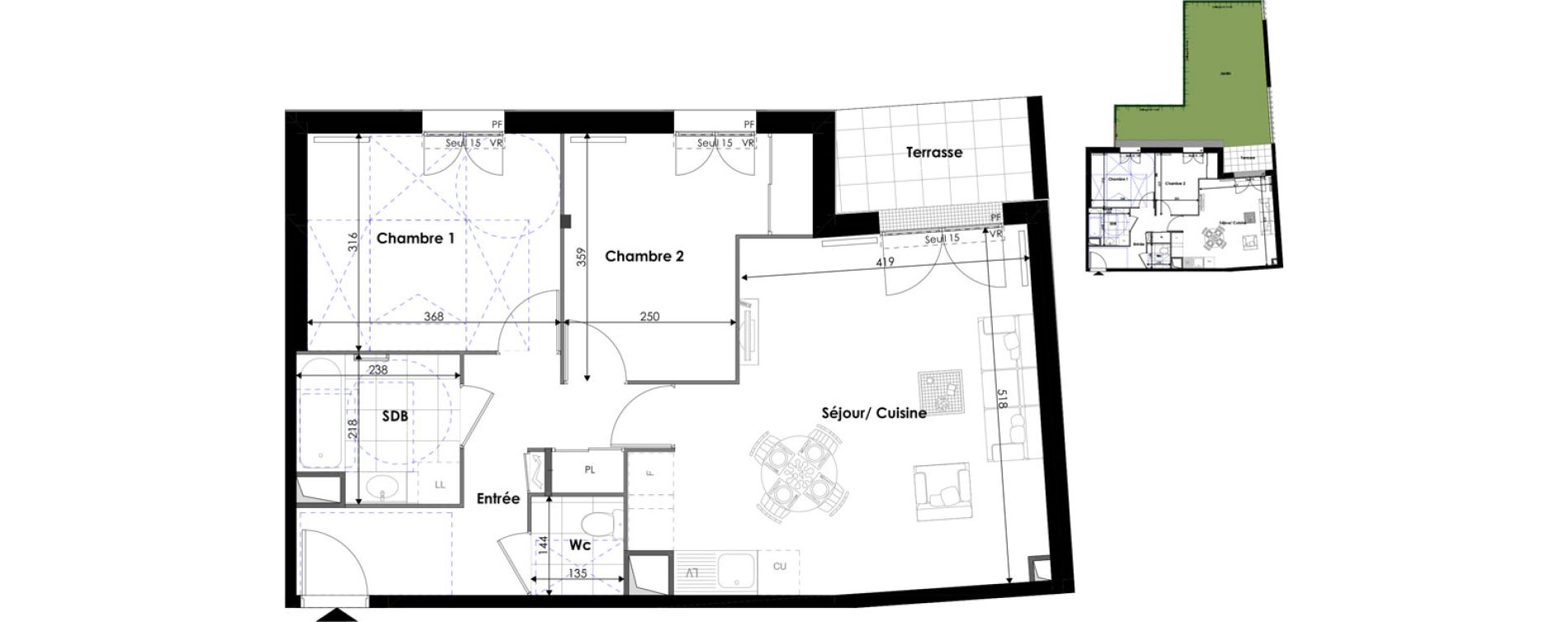 Appartement T3 de 64,70 m2 &agrave; Pontoise Les cordeliers