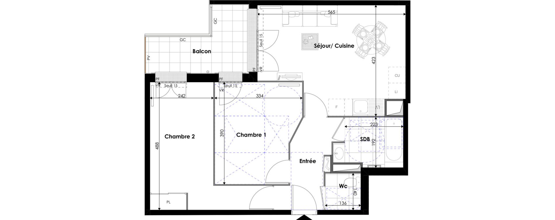 Appartement T3 de 59,00 m2 &agrave; Pontoise Les cordeliers