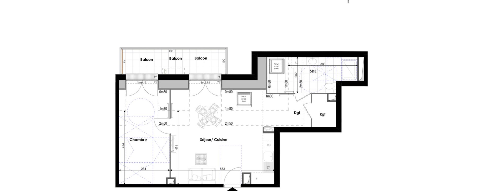 Appartement T2 de 53,80 m2 &agrave; Pontoise Les cordeliers