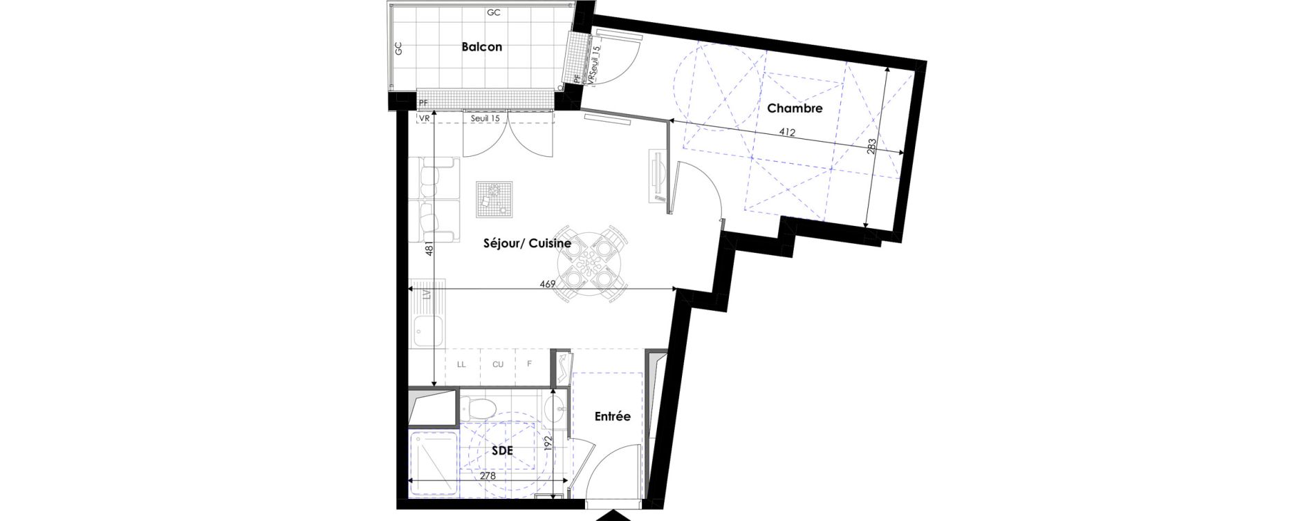 Appartement T2 de 43,90 m2 &agrave; Pontoise Les cordeliers