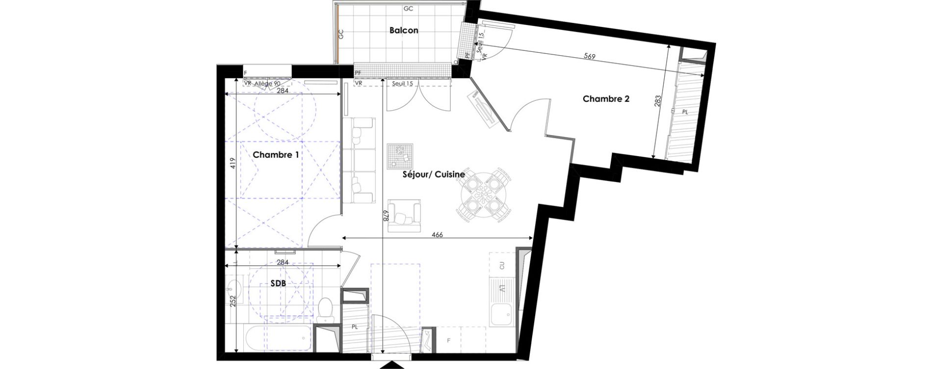 Appartement T3 de 63,80 m2 &agrave; Pontoise Les cordeliers