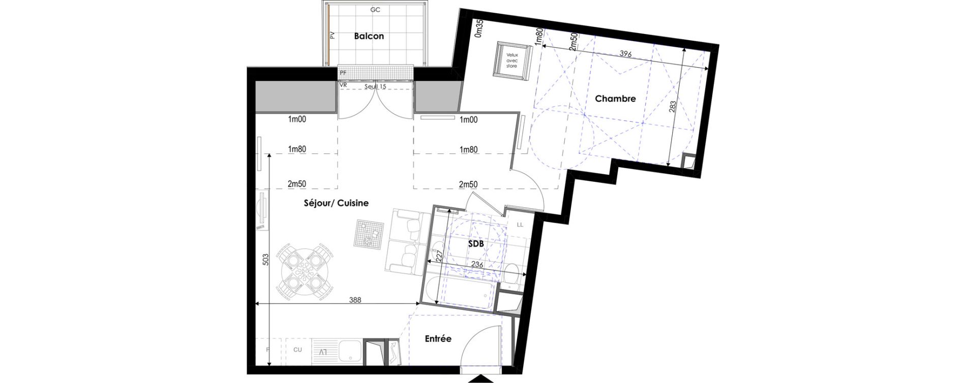 Appartement T2 de 46,60 m2 &agrave; Pontoise Les cordeliers