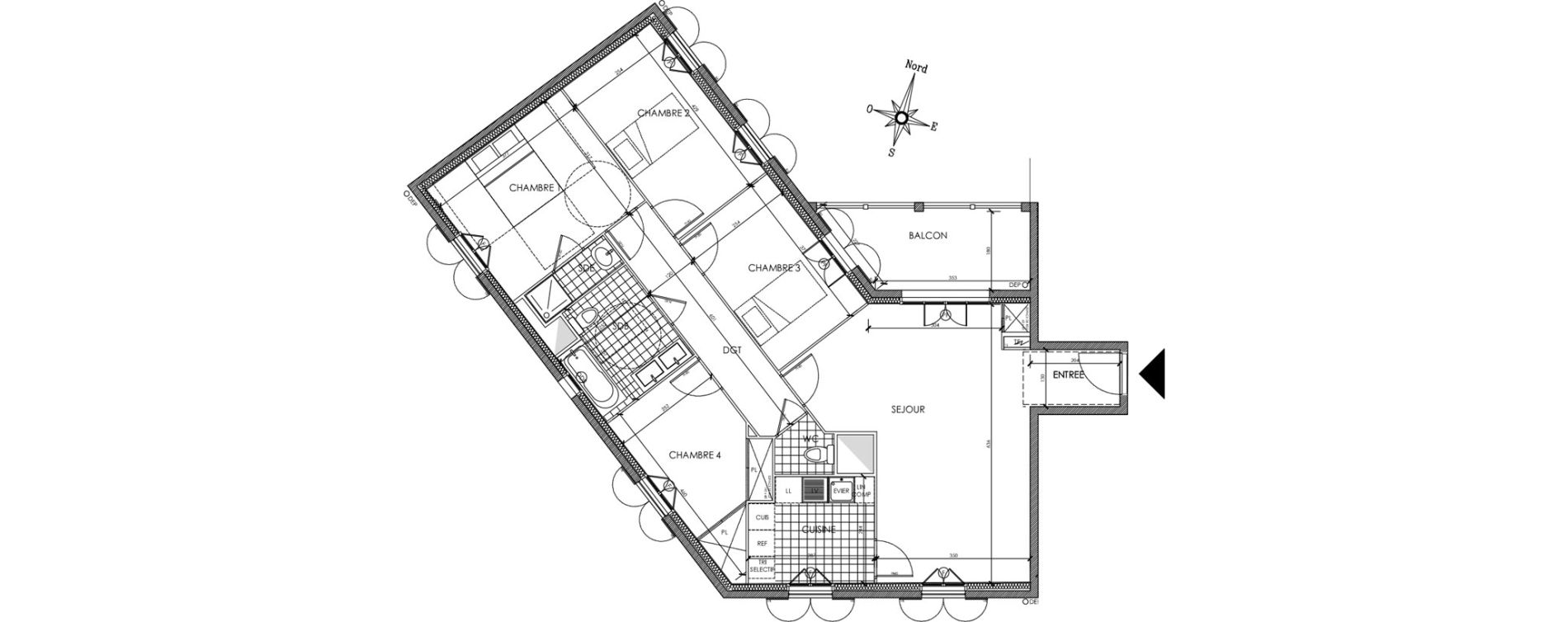 Appartement T5 de 94,00 m2 &agrave; Pontoise Centre