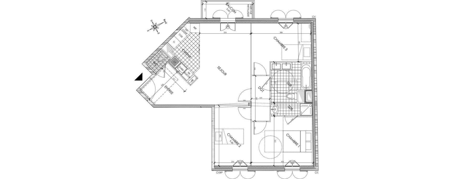 Appartement T4 de 76,52 m2 &agrave; Pontoise Centre