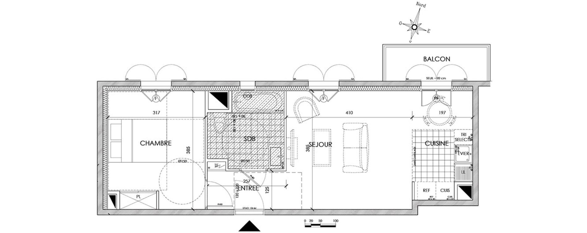 Appartement T2 de 43,06 m2 &agrave; Pontoise Centre