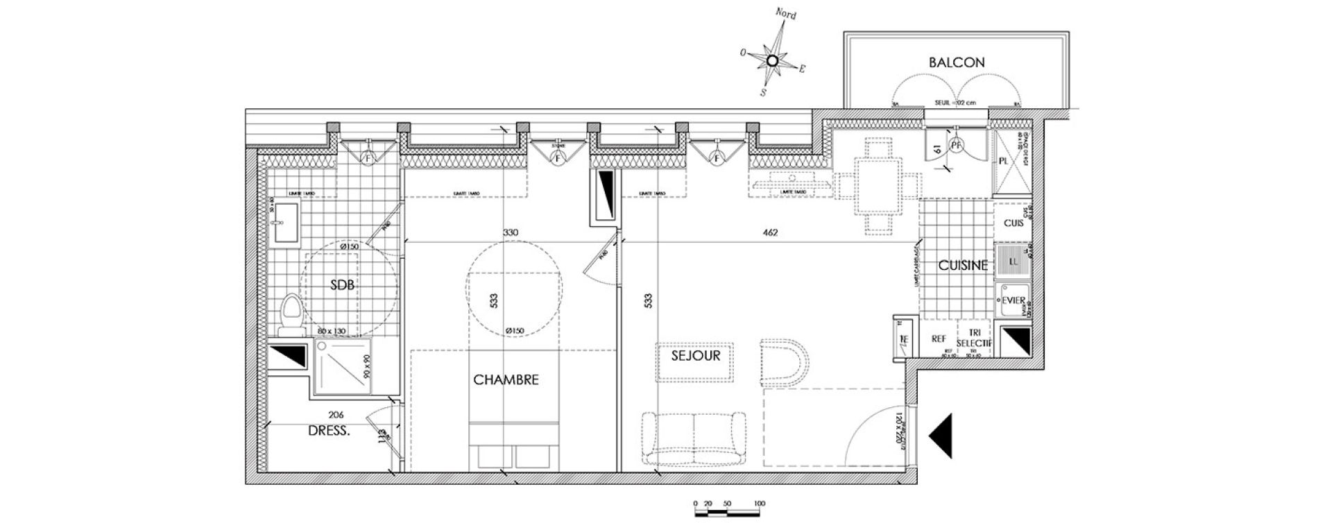 Appartement T2 de 51,04 m2 &agrave; Pontoise Centre