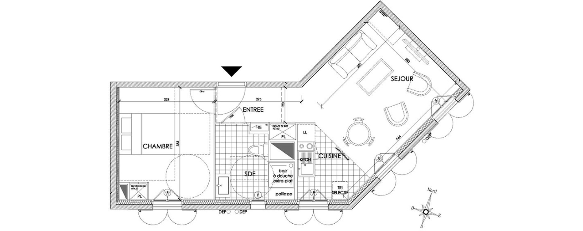 Appartement T2 de 43,04 m2 &agrave; Pontoise Centre