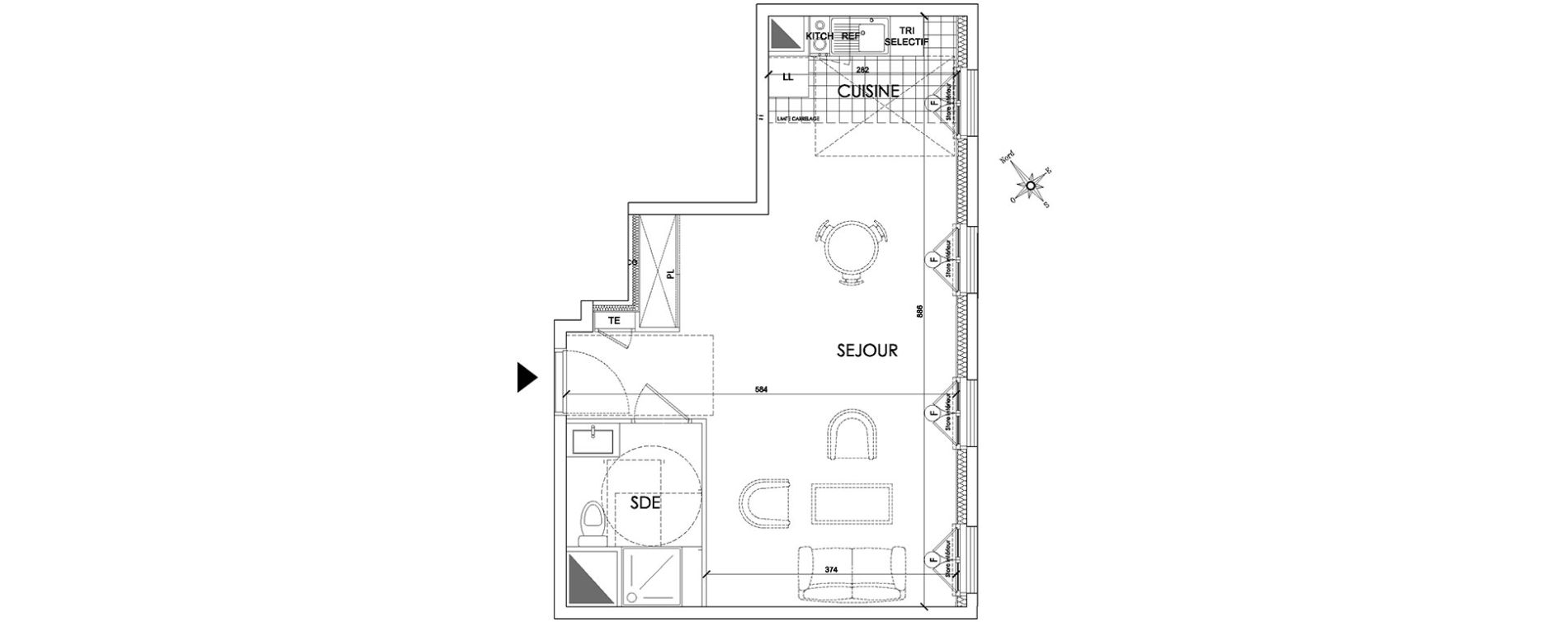 Appartement T1 de 39,33 m2 &agrave; Pontoise Centre