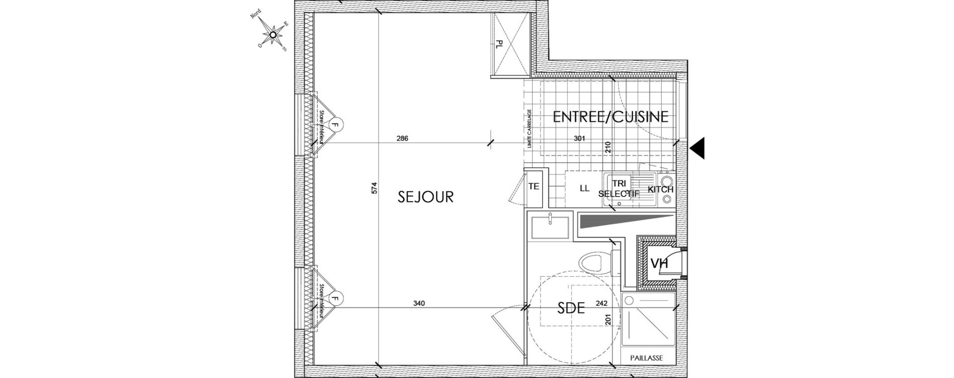 Appartement T1 de 28,98 m2 &agrave; Pontoise Centre