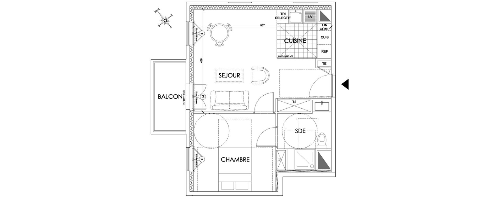 Appartement T2 de 41,62 m2 &agrave; Pontoise Centre