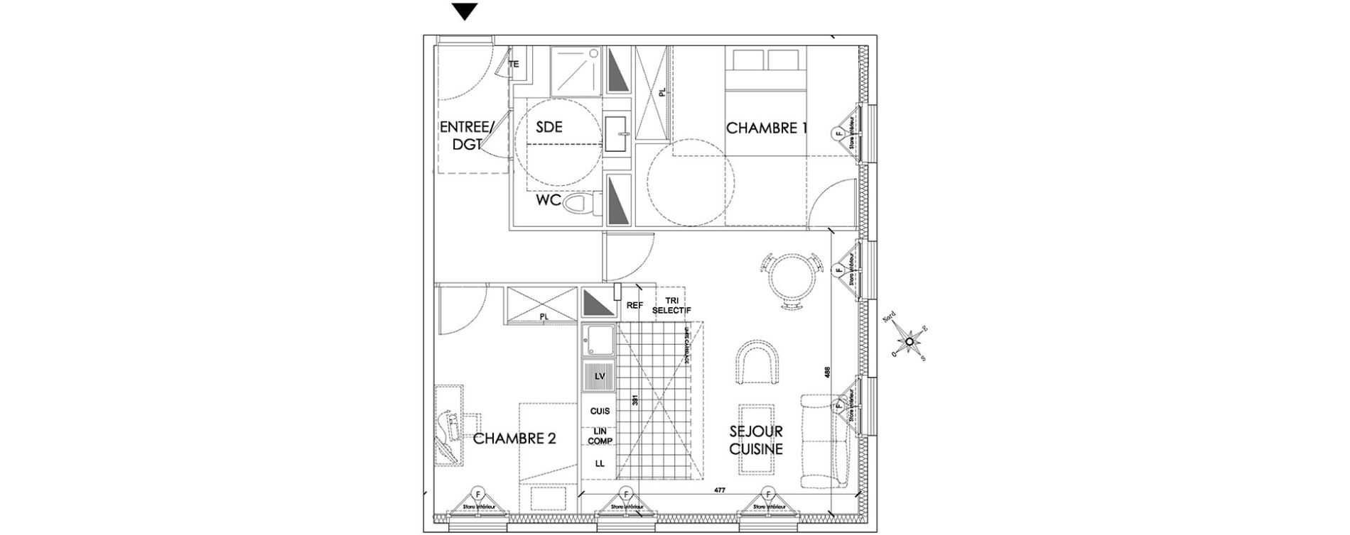 Appartement T3 de 55,81 m2 &agrave; Pontoise Centre